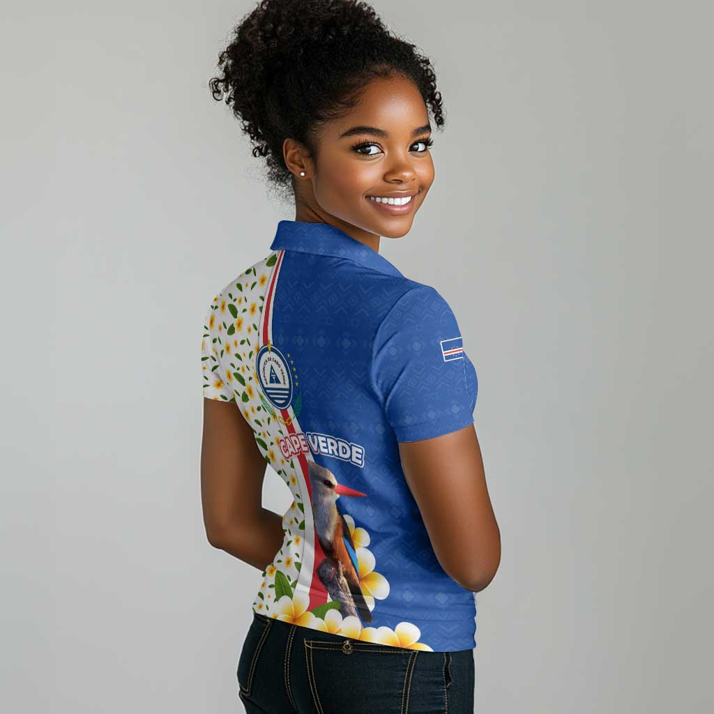 Cape Verde Women Polo Shirt Kingfisher Bird Floral Flag Spirit - African Pride