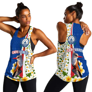 Cape Verde Women Racerback Tank Kingfisher Bird Floral Flag Spirit - African Pride
