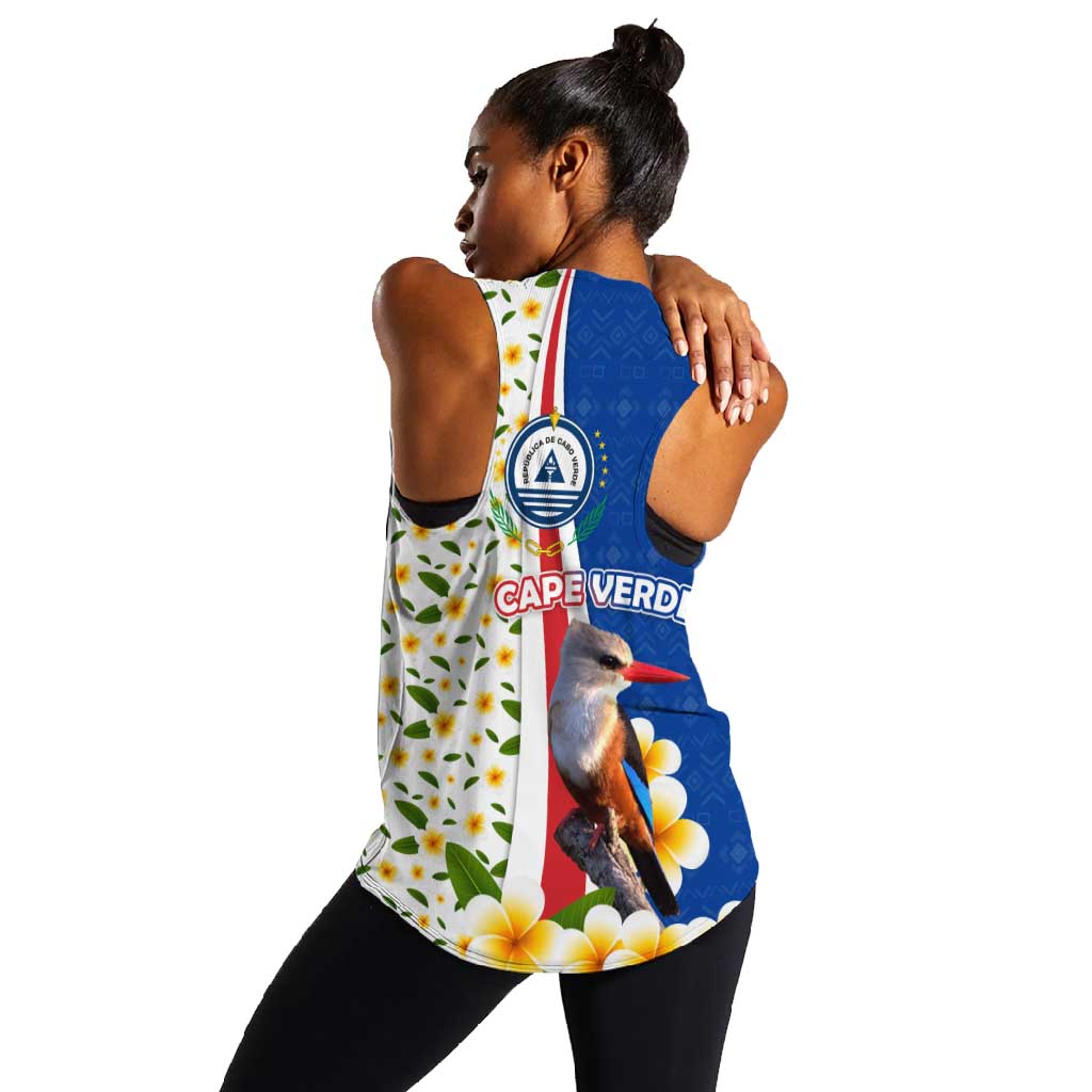 Cape Verde Women Racerback Tank Kingfisher Bird Floral Flag Spirit - African Pride