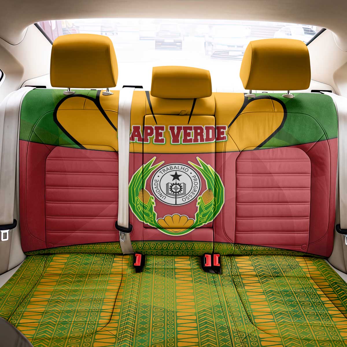 Cape Verde Back Car Seat Cover One Heart Ten Islands National Emblem Spirit - African Pride