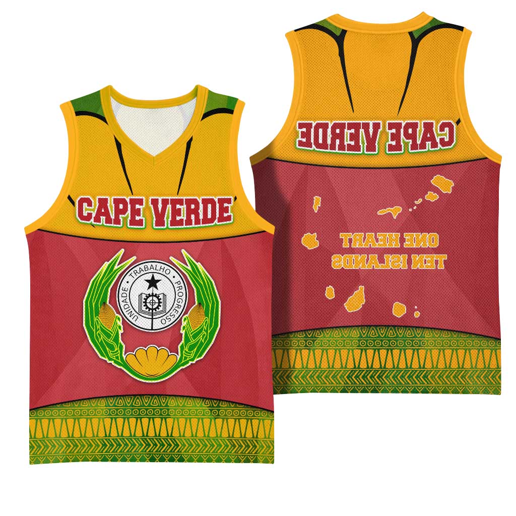 Cape Verde Basketball Jersey One Heart Ten Islands National Emblem Spirit - African Pride