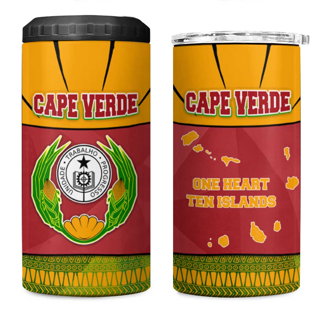 Cape Verde 4 in 1 Can Cooler Tumbler One Heart Ten Islands National Emblem Spirit - African Pride