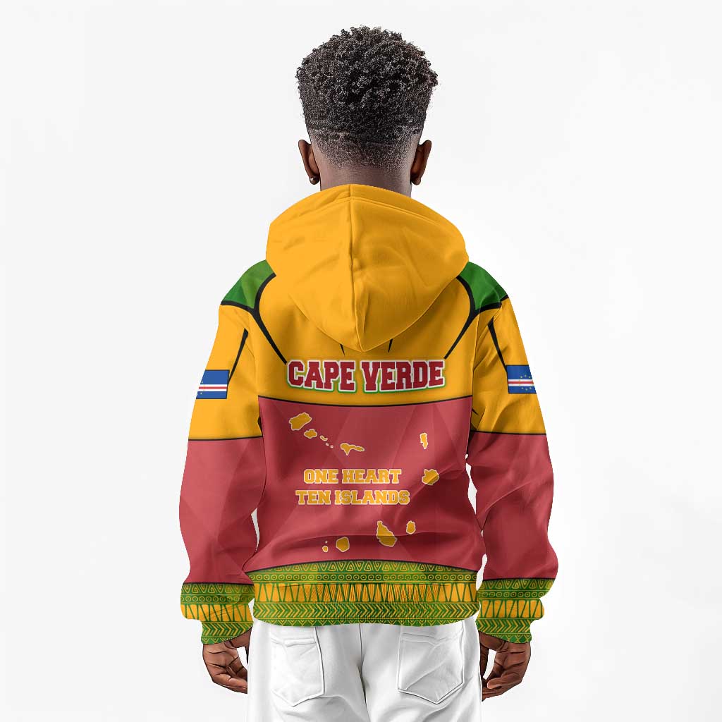 Cape Verde Kid Hoodie One Heart Ten Islands National Emblem Spirit - African Pride