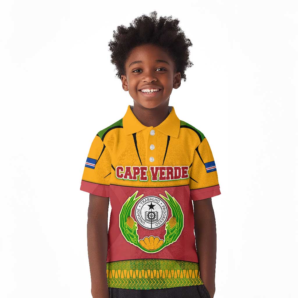 Cape Verde Kid Polo Shirt One Heart Ten Islands National Emblem Spirit - African Pride