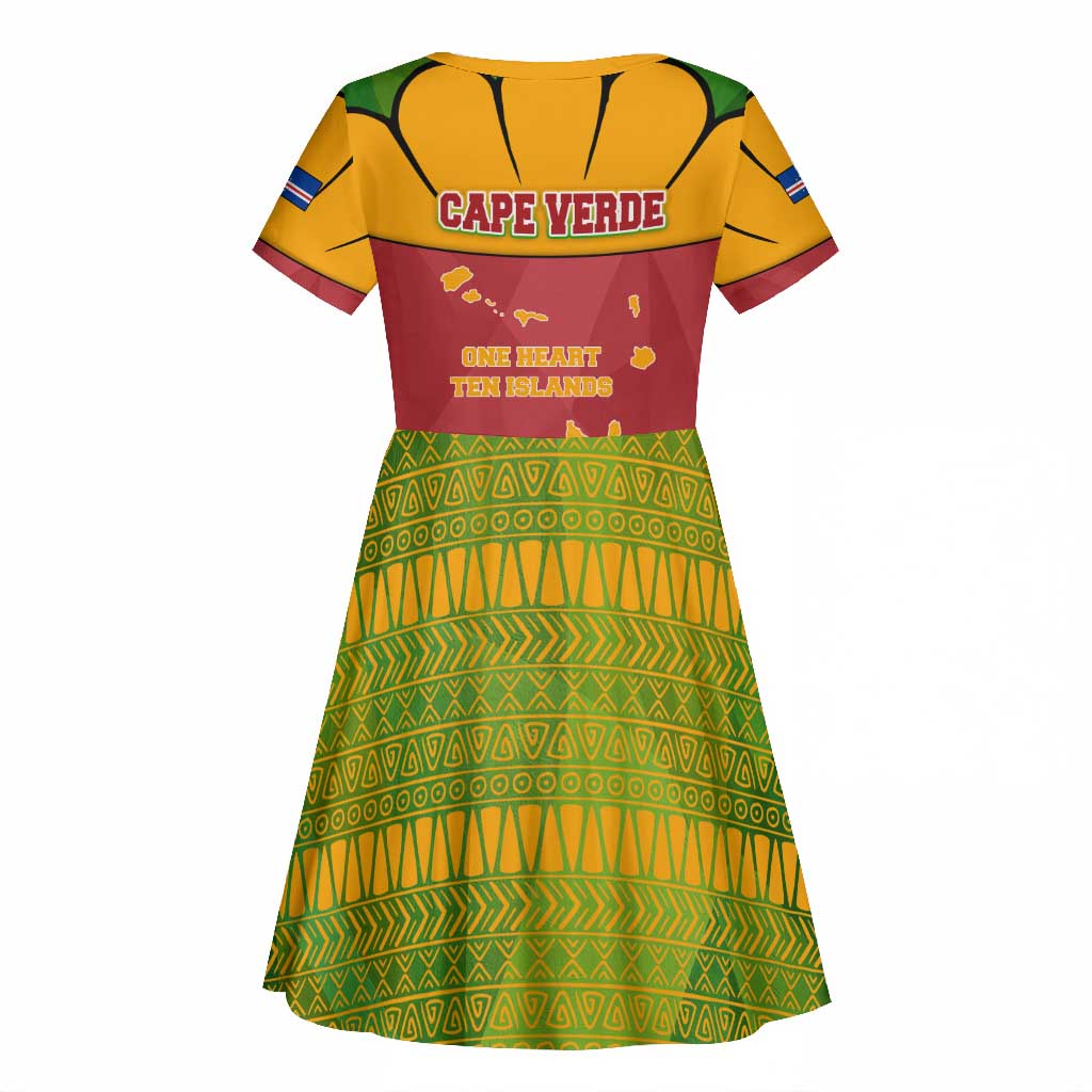 Cape Verde Kid Short Sleeve Dress One Heart Ten Islands National Emblem Spirit - African Pride