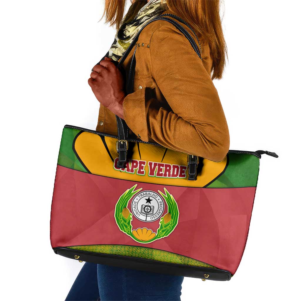 Cape Verde Leather Tote Bag One Heart Ten Islands National Emblem Spirit - African Pride