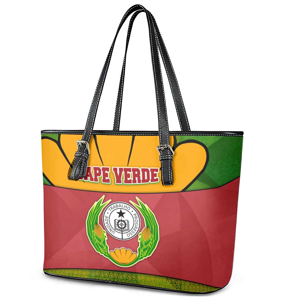 Cape Verde Leather Tote Bag One Heart Ten Islands National Emblem Spirit - African Pride