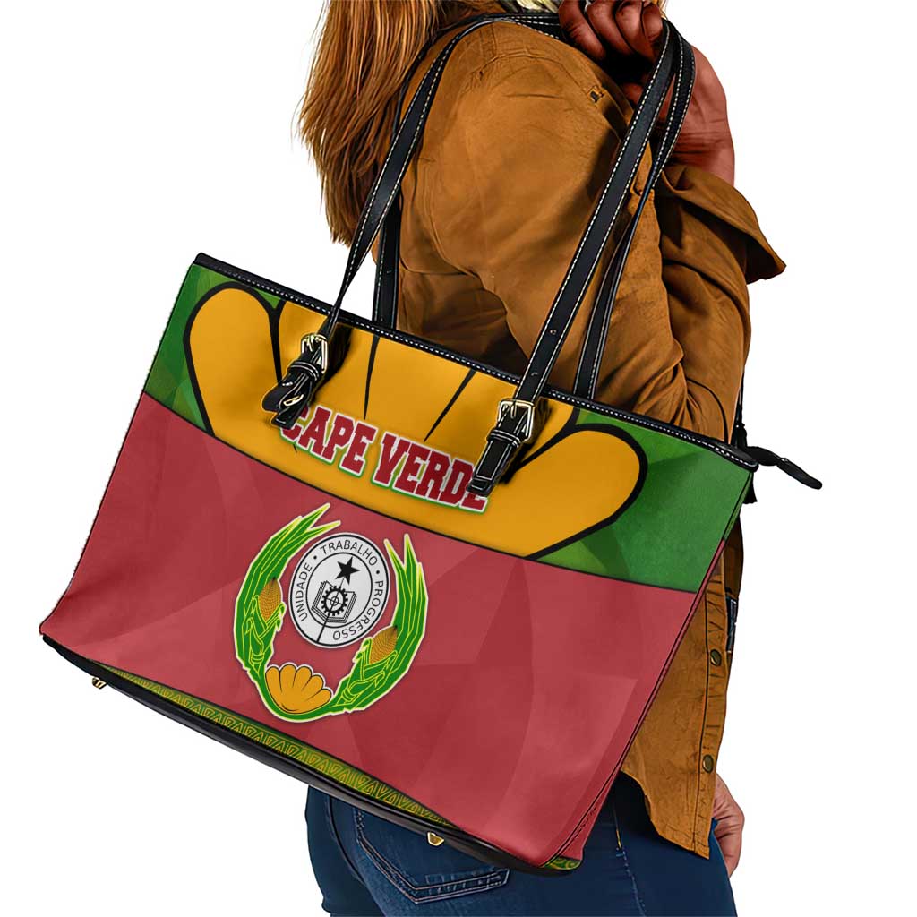 Cape Verde Leather Tote Bag One Heart Ten Islands National Emblem Spirit - African Pride