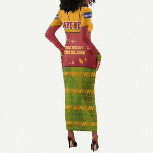 Cape Verde Long Sleeve Bodycon Dress One Heart Ten Islands National Emblem Spirit - African Pride