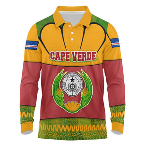 Cape Verde Long Sleeve Polo Shirt One Heart Ten Islands National Emblem Spirit - African Pride
