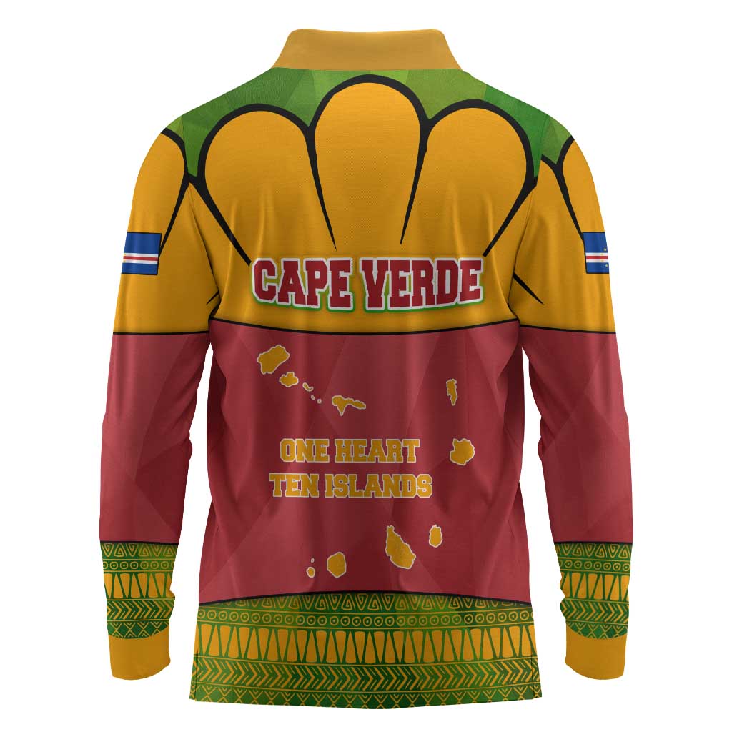Cape Verde Long Sleeve Polo Shirt One Heart Ten Islands National Emblem Spirit - African Pride