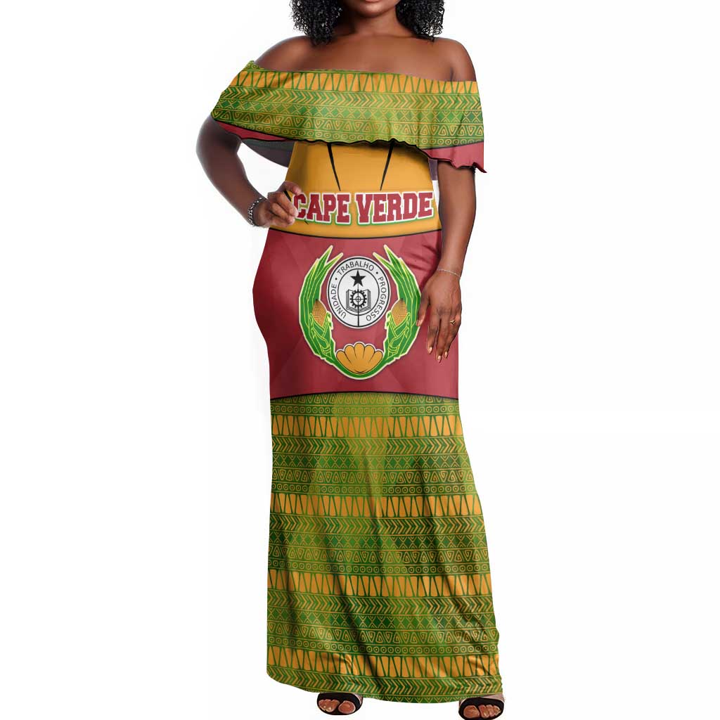 Cape Verde Off Shoulder Maxi Dress One Heart Ten Islands National Emblem Spirit - African Pride