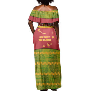 Cape Verde Off Shoulder Maxi Dress One Heart Ten Islands National Emblem Spirit - African Pride