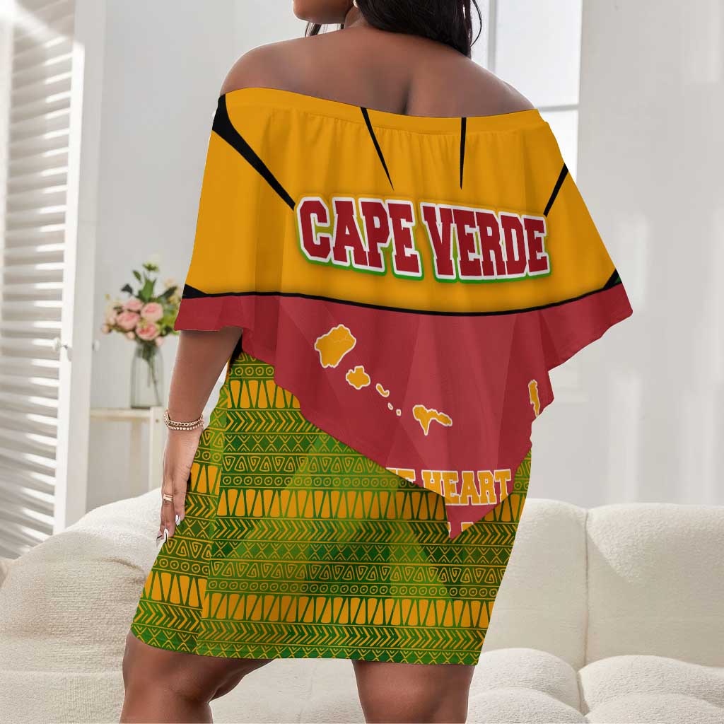 Cape Verde Off Shoulder Short Dress One Heart Ten Islands National Emblem Spirit - African Pride