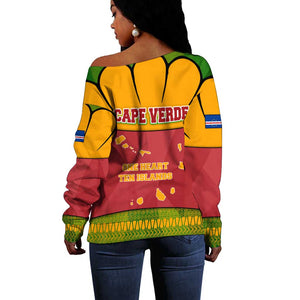 Cape Verde Off Shoulder Sweater One Heart Ten Islands National Emblem Spirit - African Pride