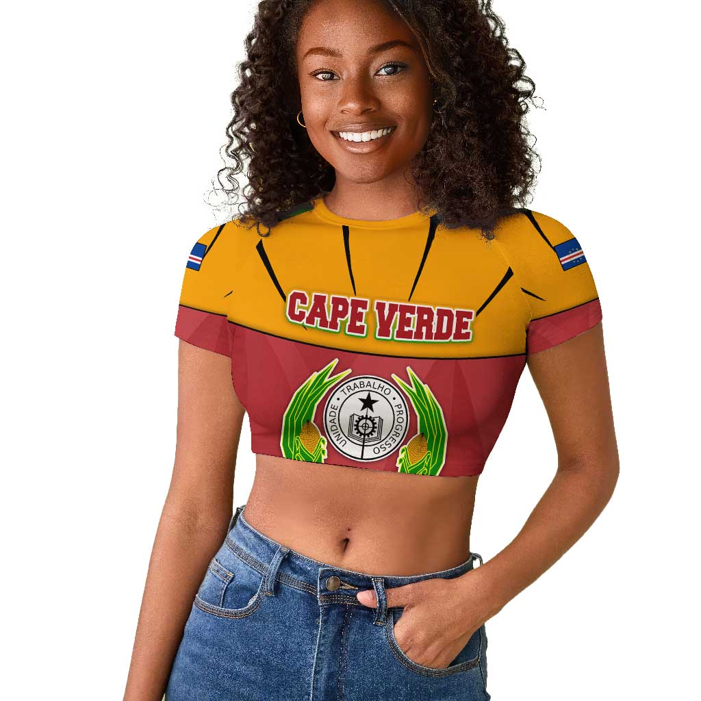Cape Verde Raglan Cropped T shirt One Heart Ten Islands National Emblem Spirit - African Pride