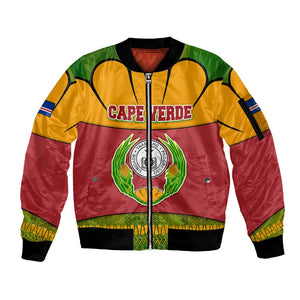 Cape Verde Sleeve Zip Bomber Jacket One Heart Ten Islands National Emblem Spirit - African Pride