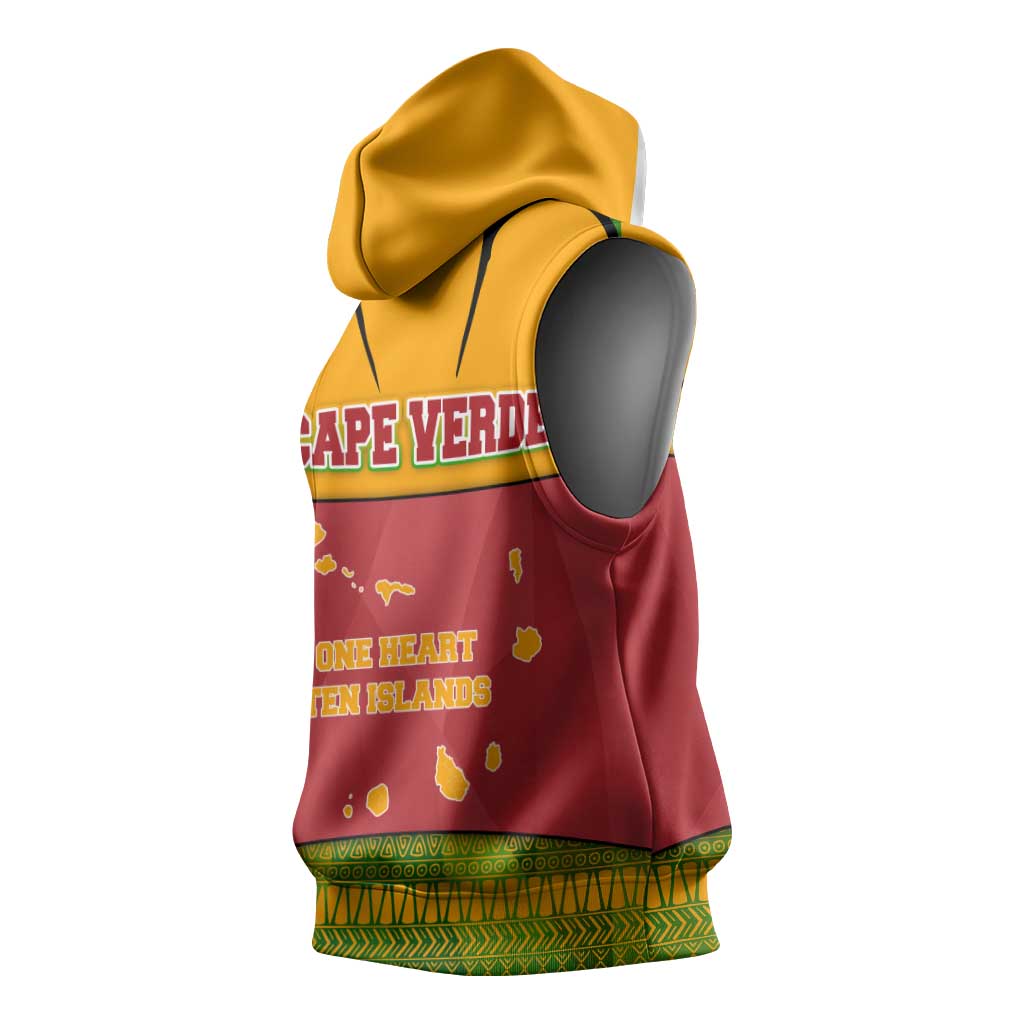 Cape Verde Sleeveless Hoodie One Heart Ten Islands National Emblem Spirit - African Pride