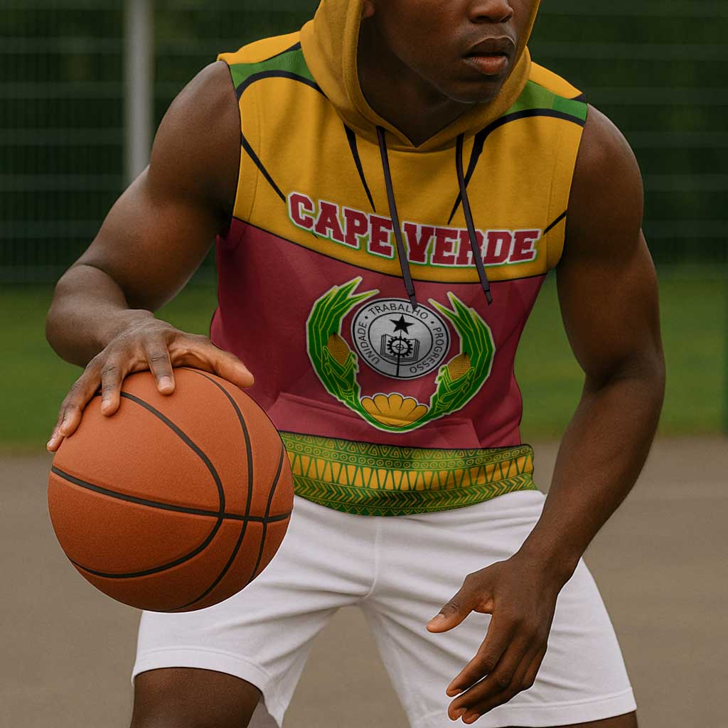 Cape Verde Sleeveless Hoodie One Heart Ten Islands National Emblem Spirit - African Pride