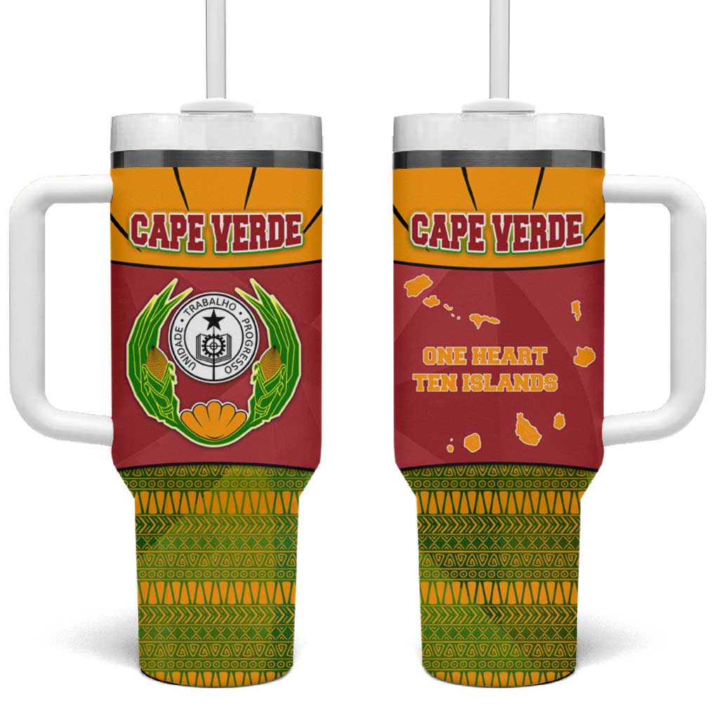 Cape Verde Tumbler With Handle One Heart Ten Islands National Emblem Spirit - African Pride