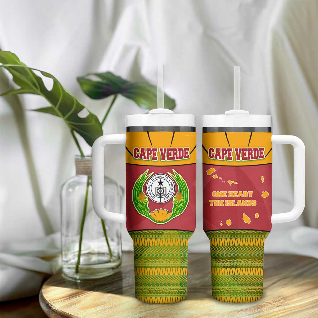 Cape Verde Tumbler With Handle One Heart Ten Islands National Emblem Spirit - African Pride
