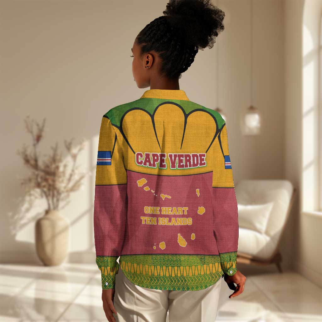 Cape Verde Women Casual Shirt One Heart Ten Islands National Emblem Spirit - African Pride