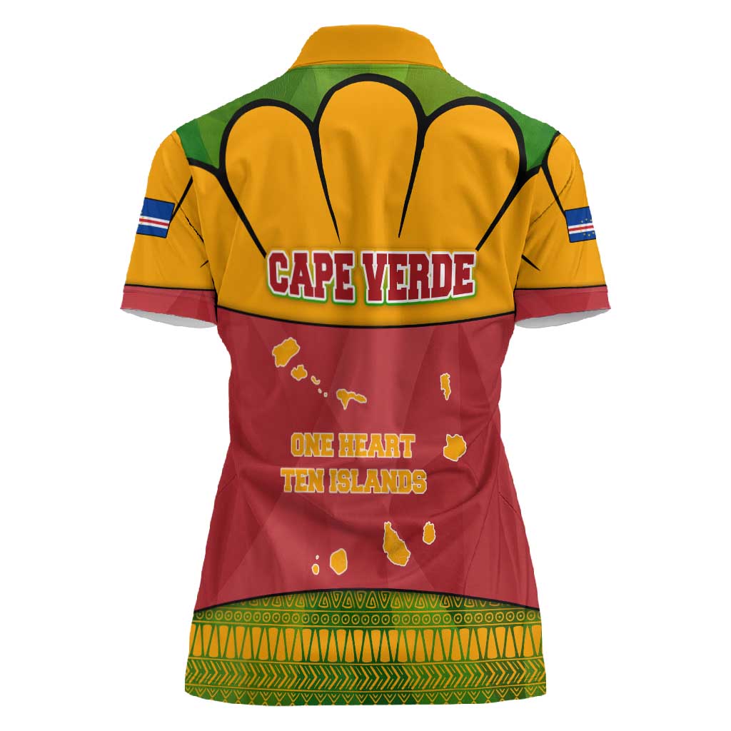 Cape Verde Women Polo Shirt One Heart Ten Islands National Emblem Spirit - African Pride