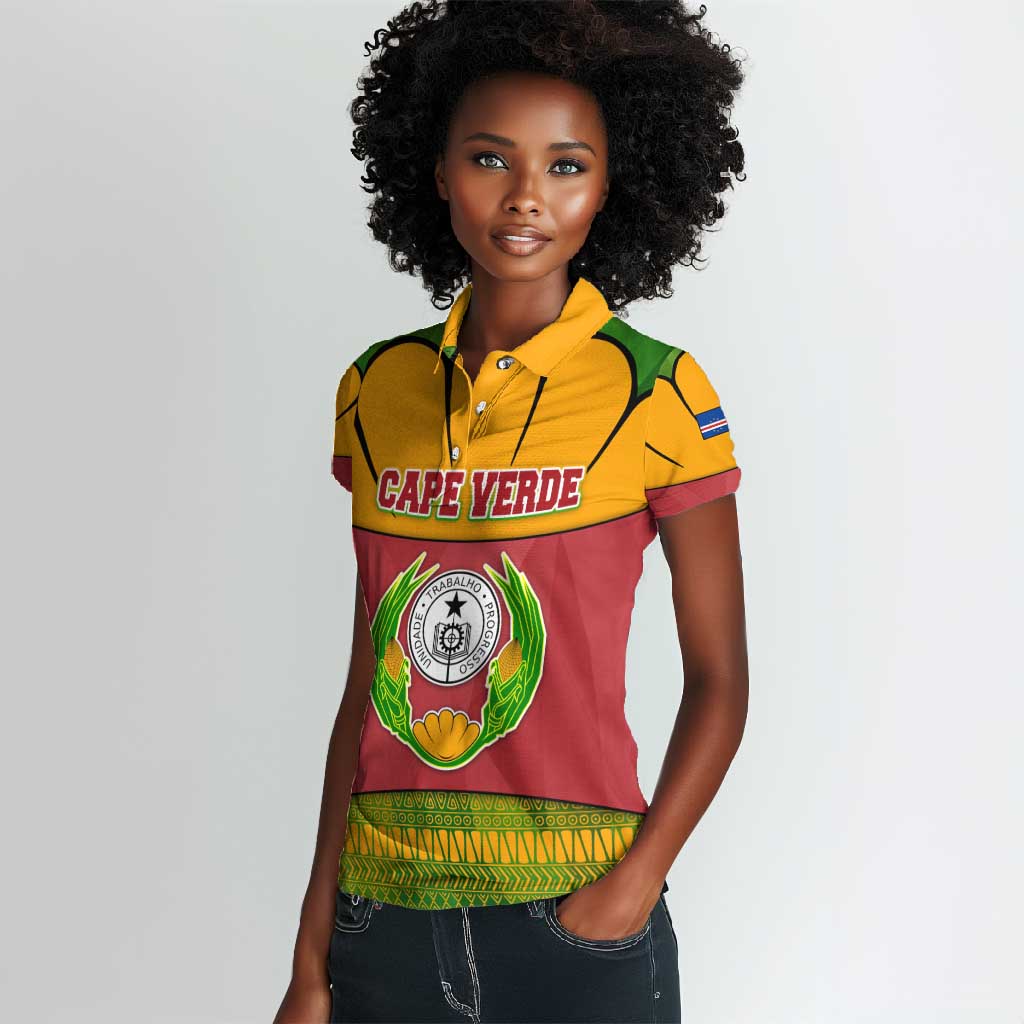 Cape Verde Women Polo Shirt One Heart Ten Islands National Emblem Spirit - African Pride