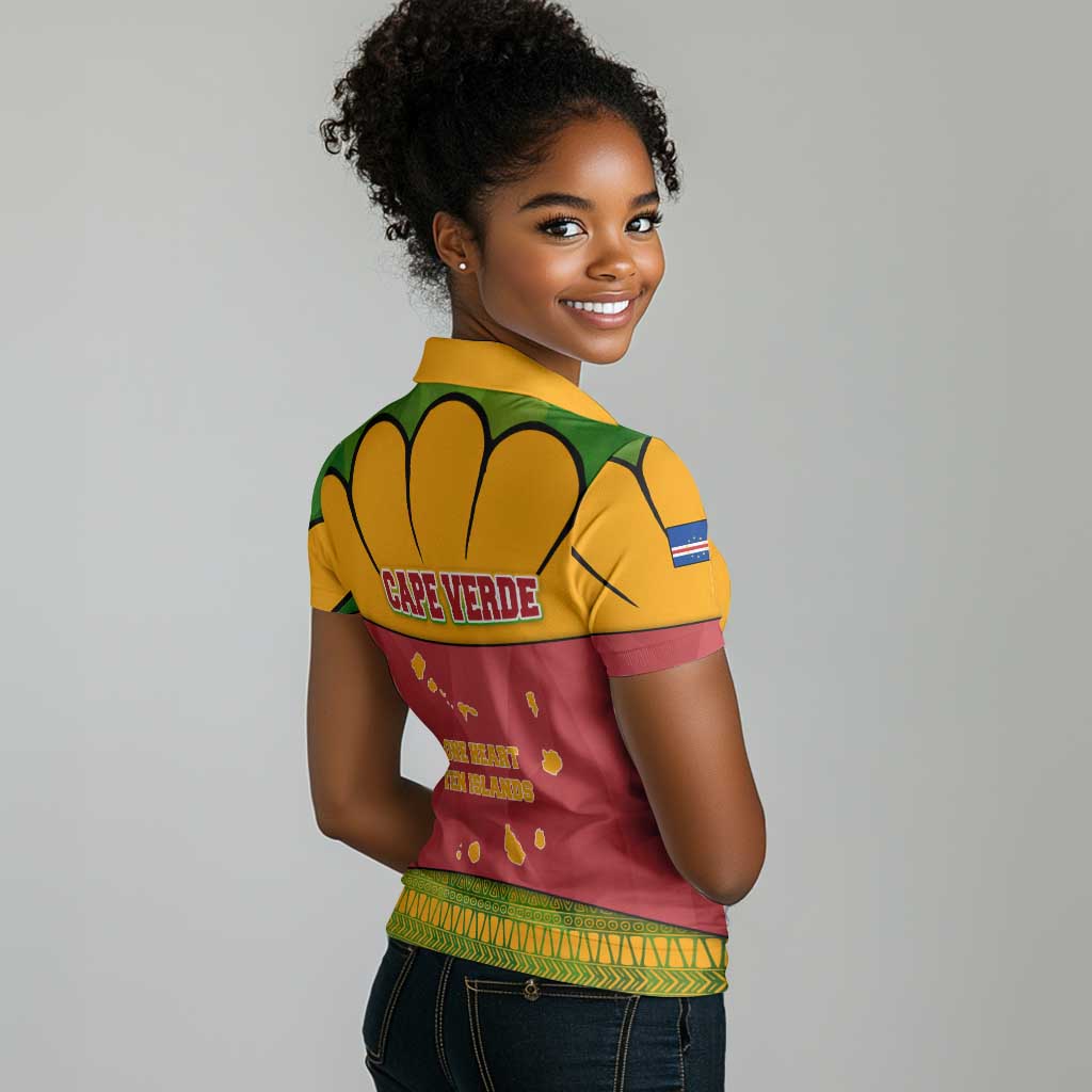Cape Verde Women Polo Shirt One Heart Ten Islands National Emblem Spirit - African Pride