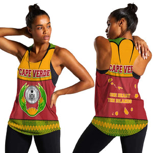 Cape Verde Women Racerback Tank One Heart Ten Islands National Emblem Spirit - African Pride