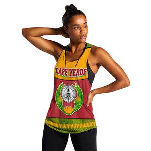 Cape Verde Women Racerback Tank One Heart Ten Islands National Emblem Spirit - African Pride