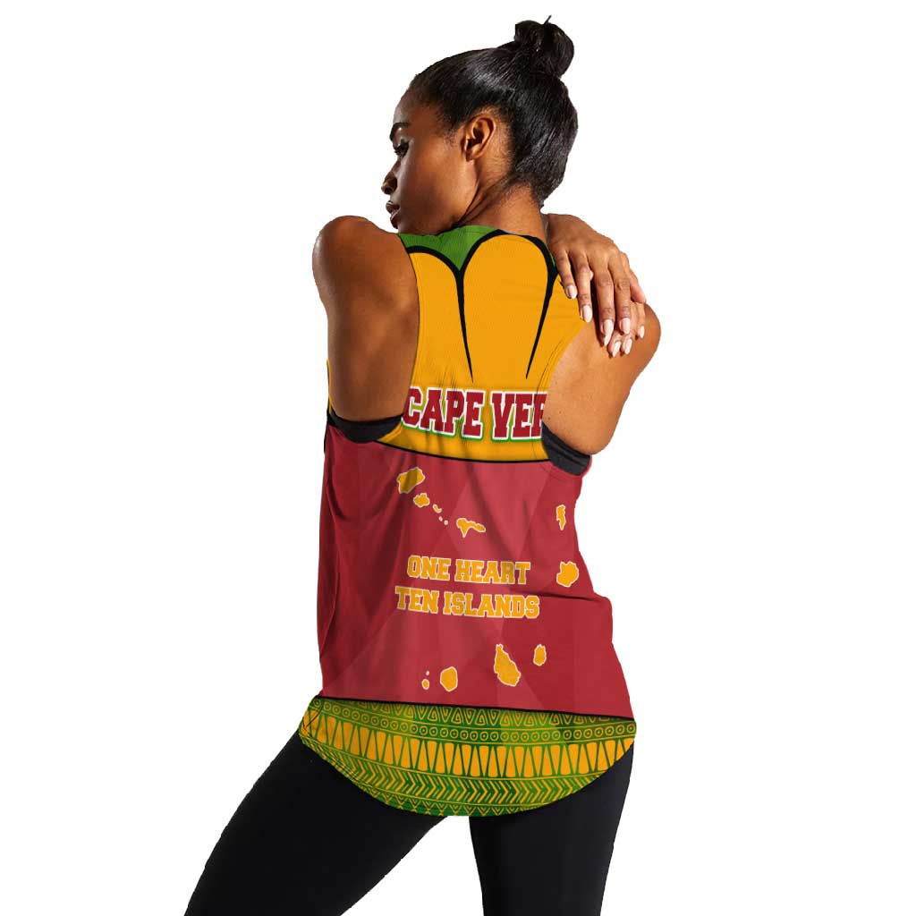 Cape Verde Women Racerback Tank One Heart Ten Islands National Emblem Spirit - African Pride