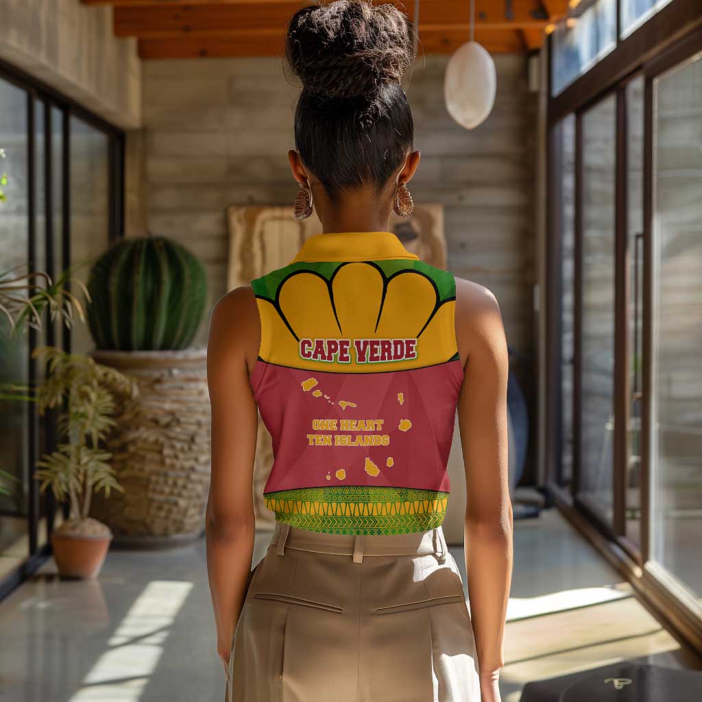 Cape Verde Women Sleeveless Polo Shirt One Heart Ten Islands National Emblem Spirit - African Pride