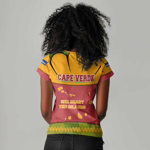 Cape Verde Women V-Neck T-Shirt One Heart Ten Islands National Emblem Spirit - African Pride
