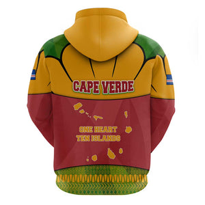 Cape Verde Zip Hoodie One Heart Ten Islands National Emblem Spirit - African Pride