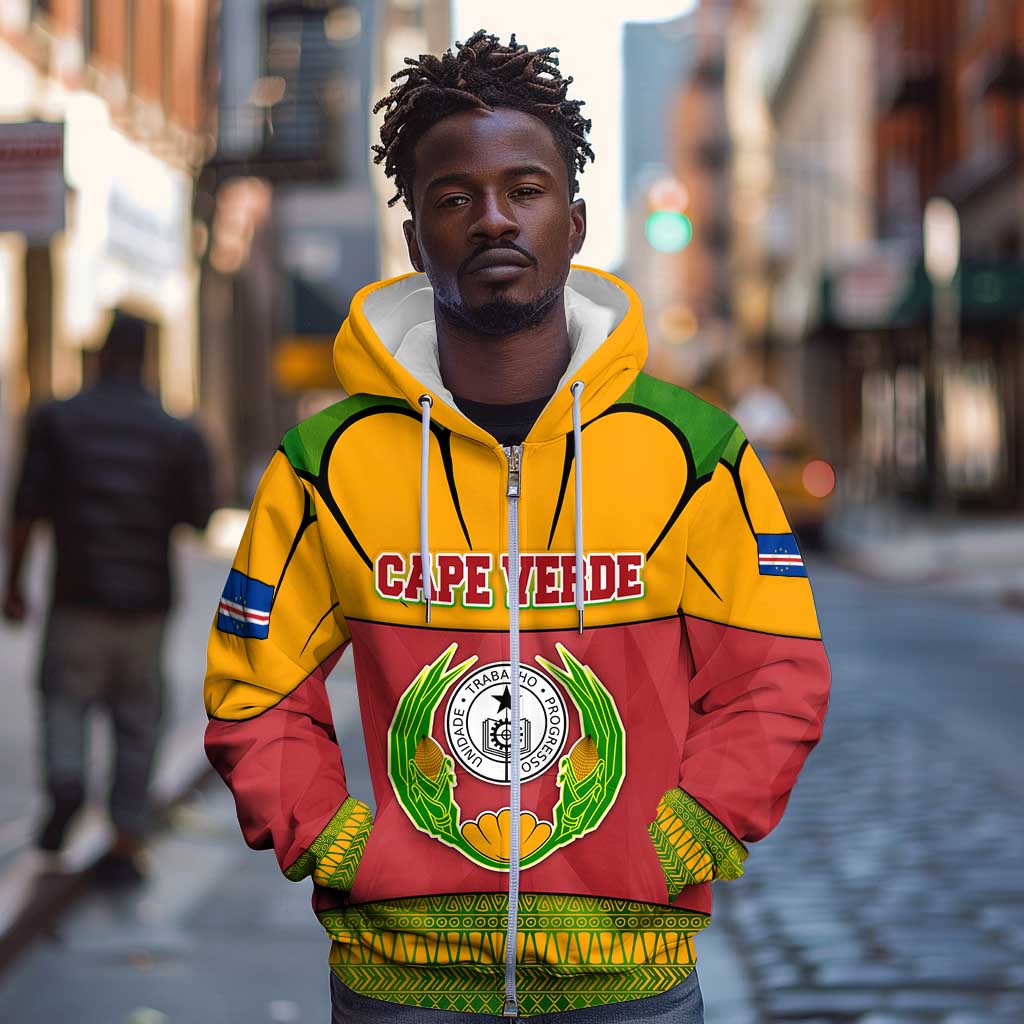 Cape Verde Zip Hoodie One Heart Ten Islands National Emblem Spirit - African Pride
