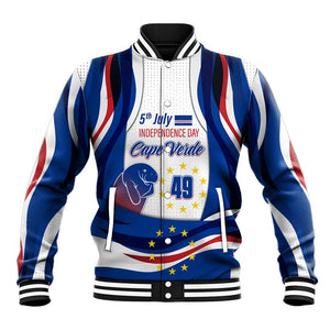 Cape Verde Baseball Jacket with Independence Day 5th July Flag Celebration Spirit