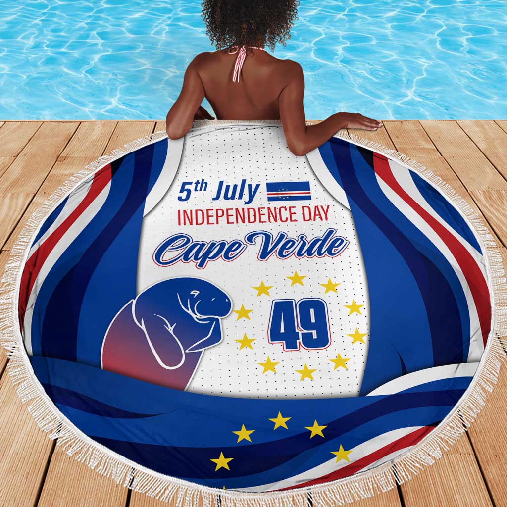 Cape Verde Beach Blanket with Independence Day 5th July Flag Celebration Spirit