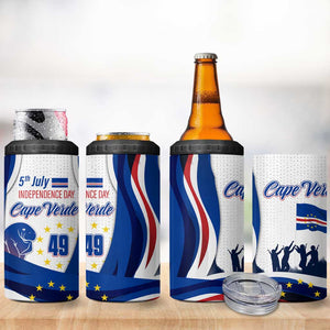 Cape Verde 4 in 1 Can Cooler Tumbler with Independence Day 5th July Flag Celebration Spirit
