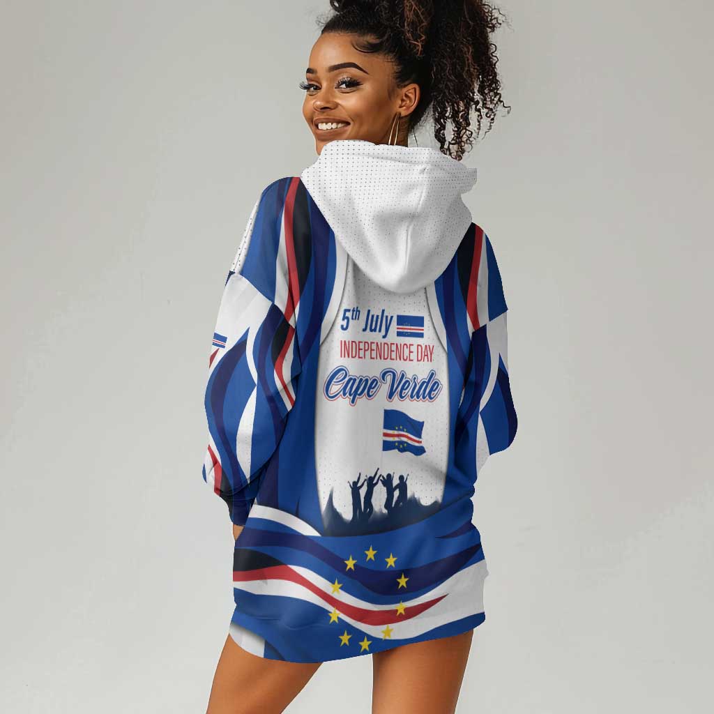 Cape Verde Hoodie Dress with Independence Day 5th July Flag Celebration Spirit