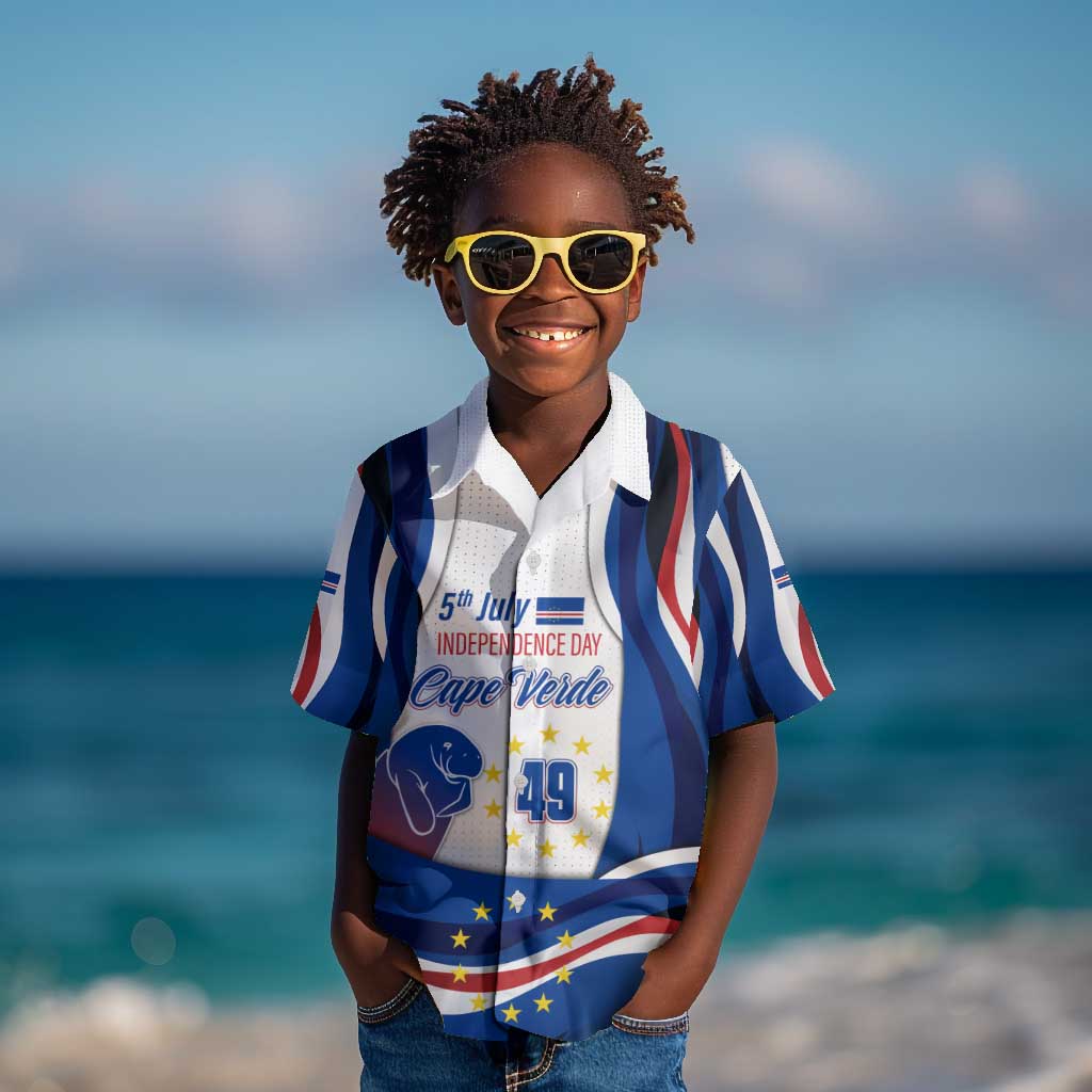 Cape Verde Kid Hawaiian Shirt with Independence Day 5th July Flag Celebration Spirit