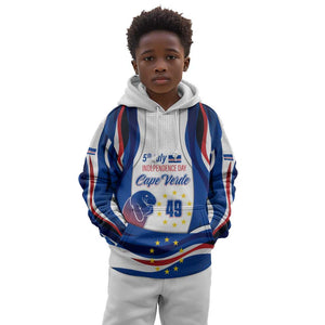 Cape Verde Kid Hoodie with Independence Day 5th July Flag Celebration Spirit
