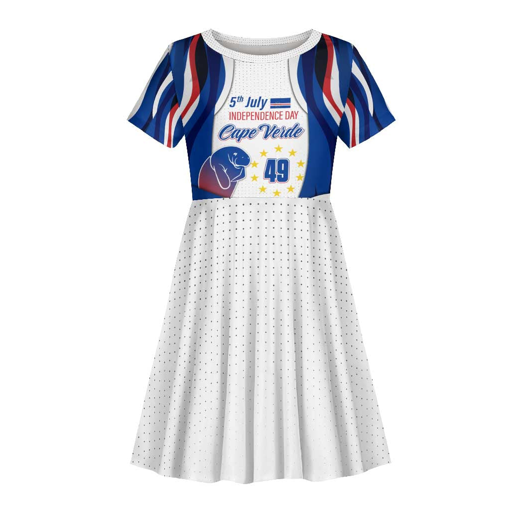 Cape Verde Kid Short Sleeve Dress with Independence Day 5th July Flag Celebration Spirit