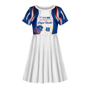 Cape Verde Kid Short Sleeve Dress with Independence Day 5th July Flag Celebration Spirit