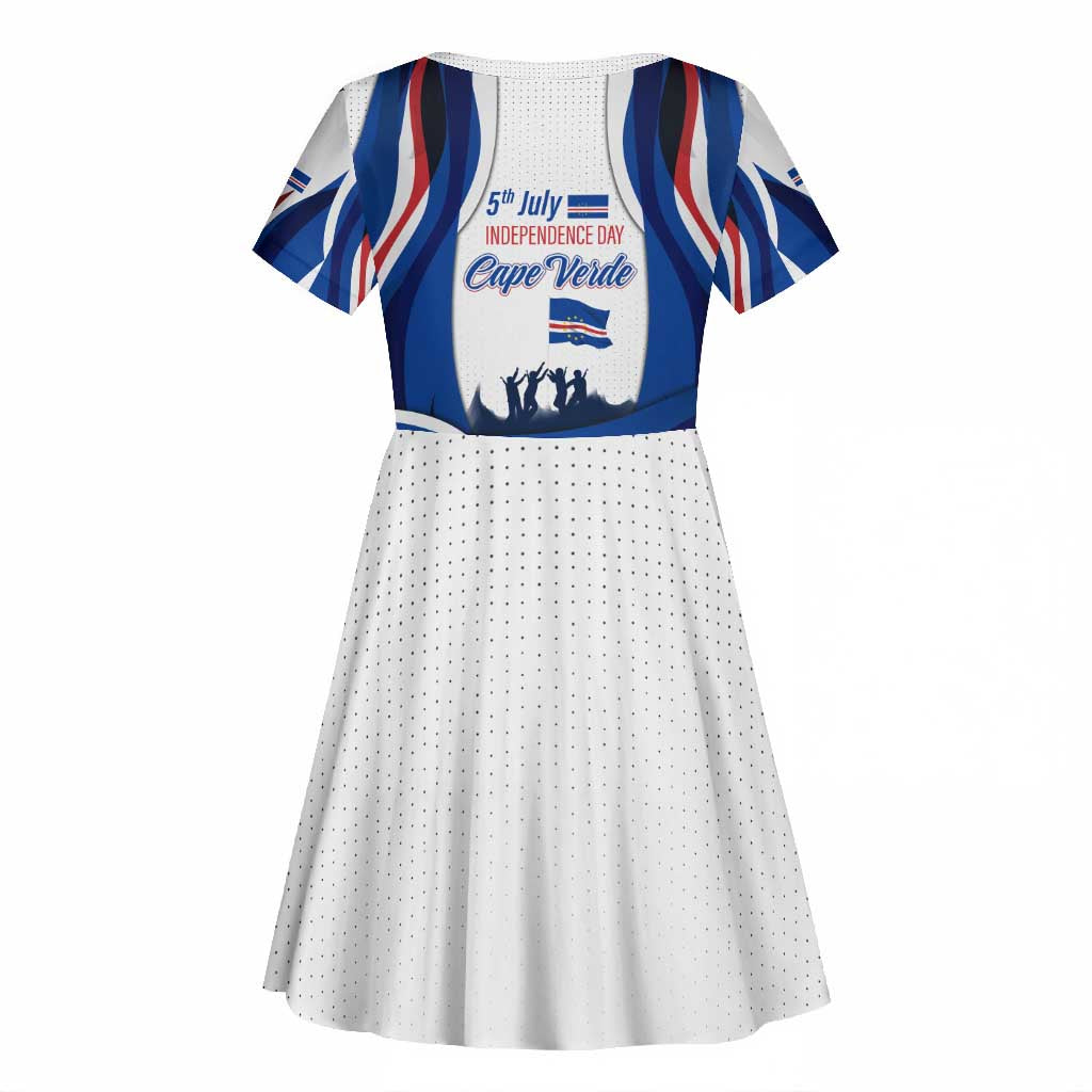 Cape Verde Kid Short Sleeve Dress with Independence Day 5th July Flag Celebration Spirit