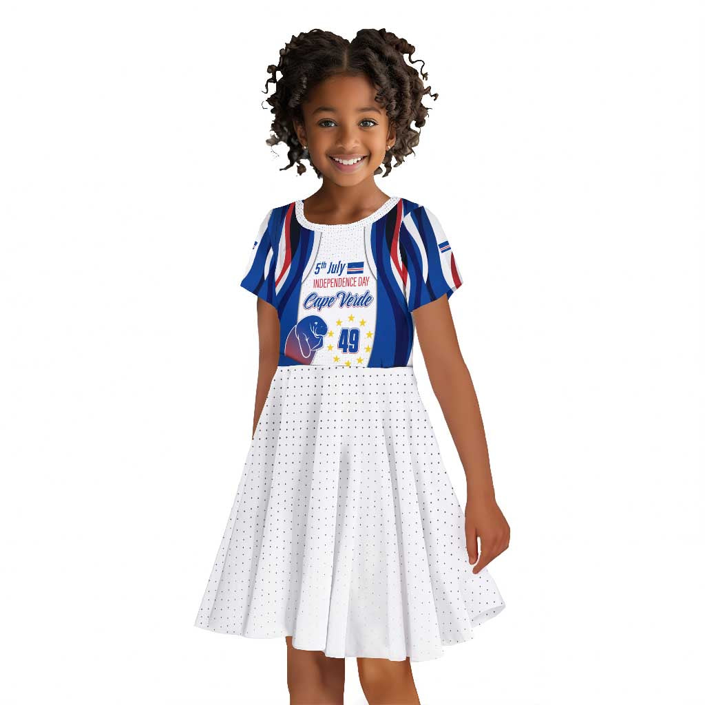 Cape Verde Kid Short Sleeve Dress with Independence Day 5th July Flag Celebration Spirit
