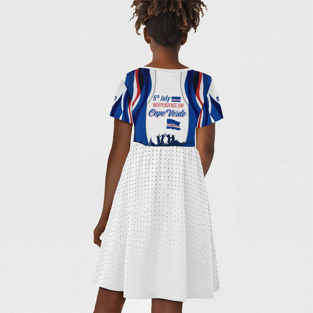 Cape Verde Kid Short Sleeve Dress with Independence Day 5th July Flag Celebration Spirit