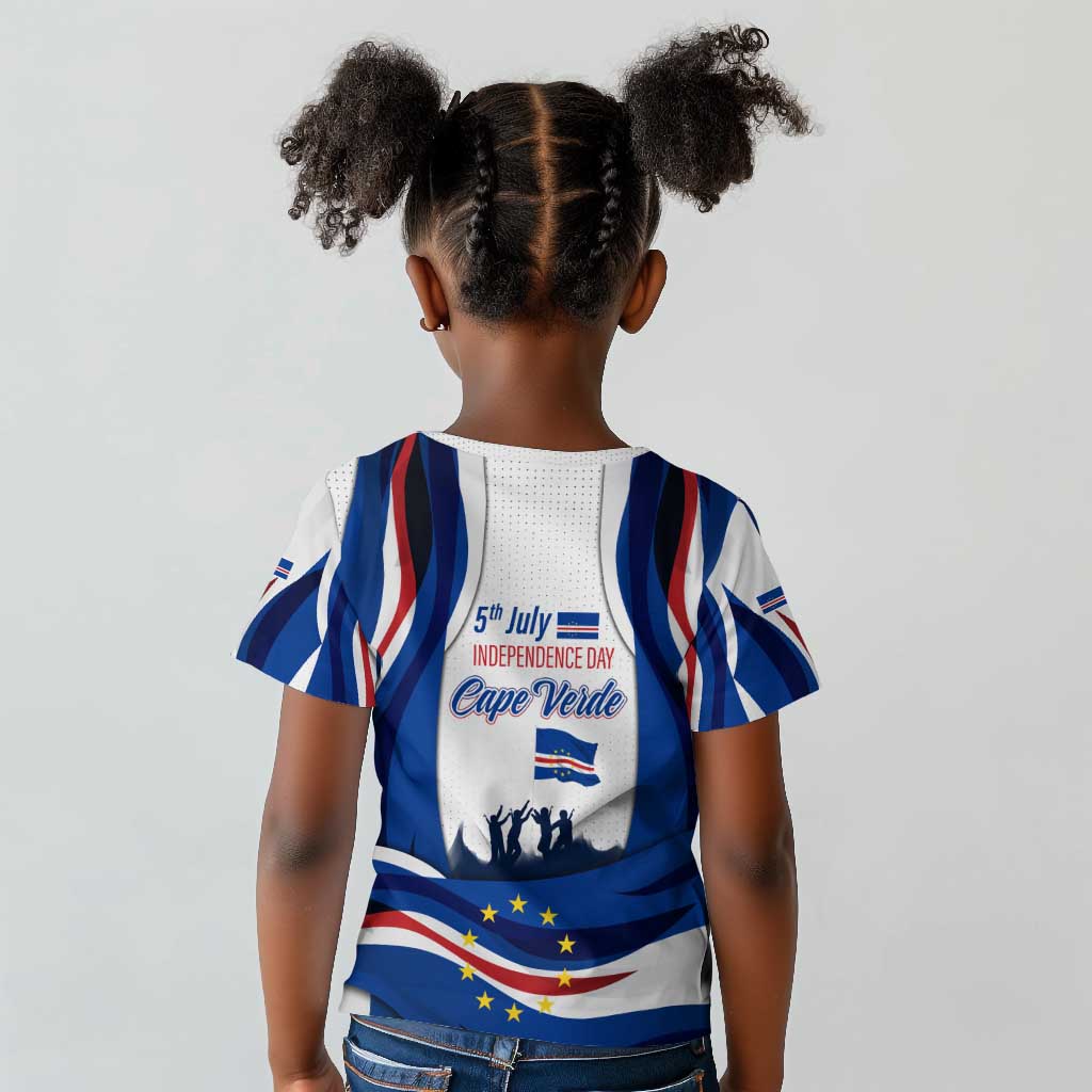 Cape Verde Kid T shirt with Independence Day 5th July Flag Celebration Spirit