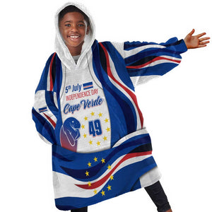Cape Verde Kid Wearable Blanket Hoodie with Independence Day 5th July Flag Celebration Spirit