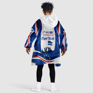 Cape Verde Kid Wearable Blanket Hoodie with Independence Day 5th July Flag Celebration Spirit